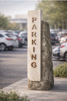 Wayfinding totem signage in cultural destination, Jabal Thawr